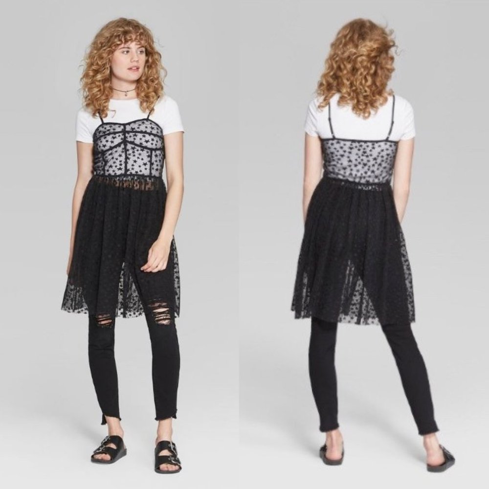 Black Mesh Star Strap Dress